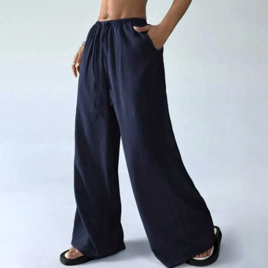 MOONBULL Women’s Wrapped Fabric Waist Tied Woven Wide Leg Pants