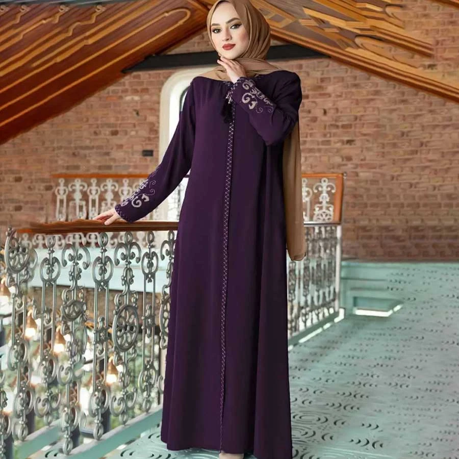 ISTANBUL STYLES Large Size Embroidered Zippered Ferace