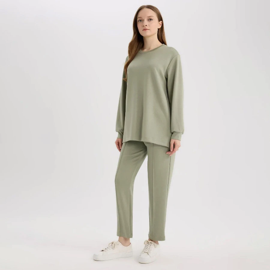 Defacto Regular Fit Elastic Waist Pocket Basic Straight Trousers