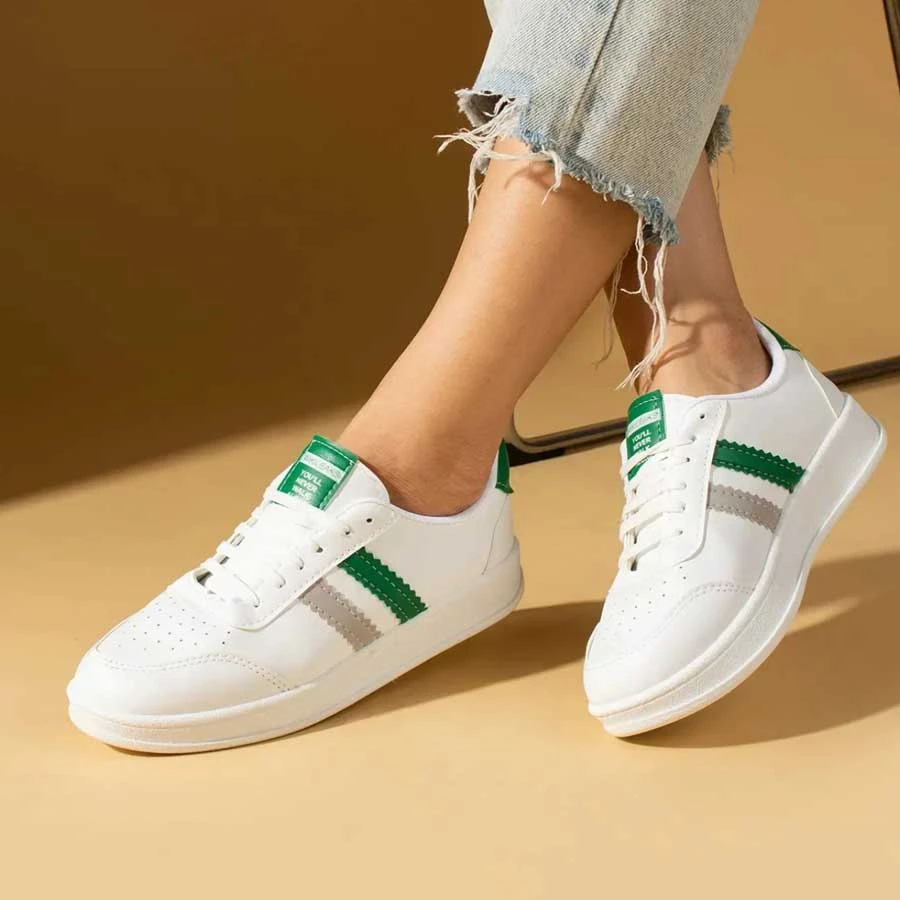 Pembe Potin White Green Women’s Sports Sneakers