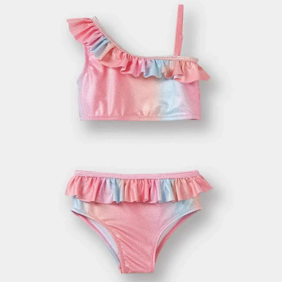 Defacto Colorful Ruffle Baby Girl Bikini Set