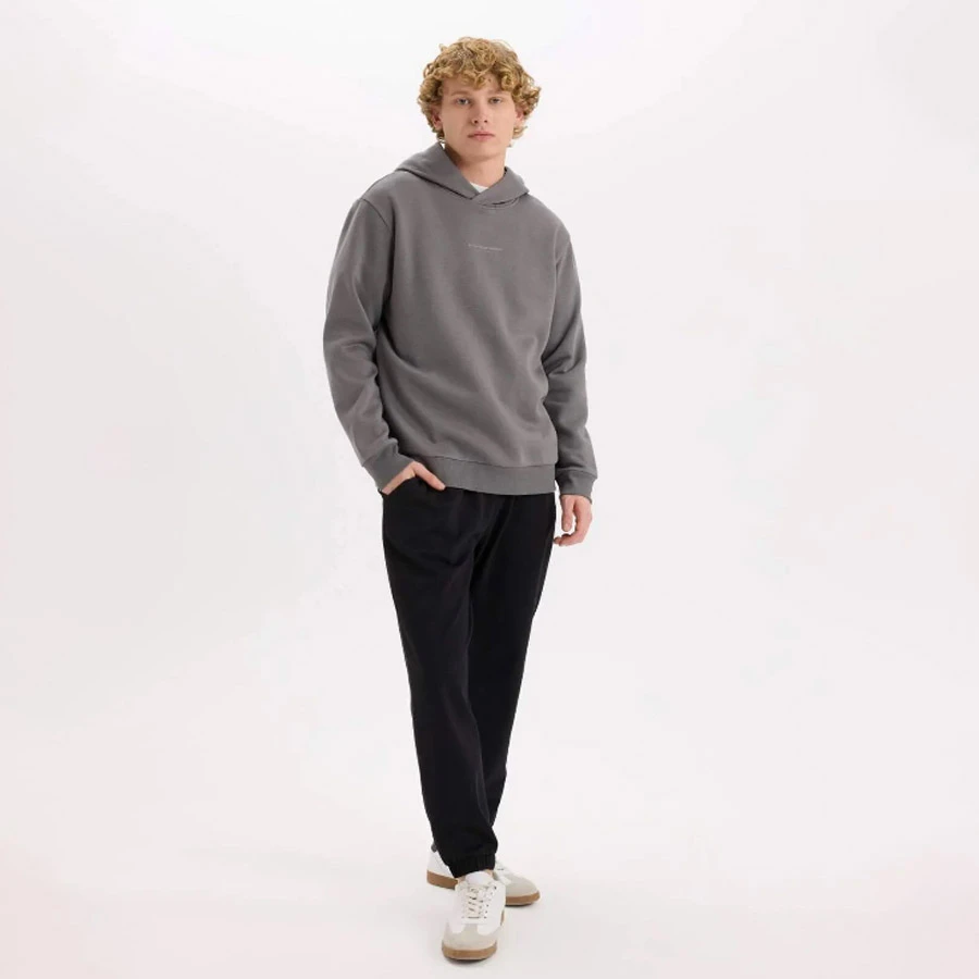 Defacto Regular Fit Sweatpants with Pockets Basic Plain Waist Lace-Up Elastic Leg