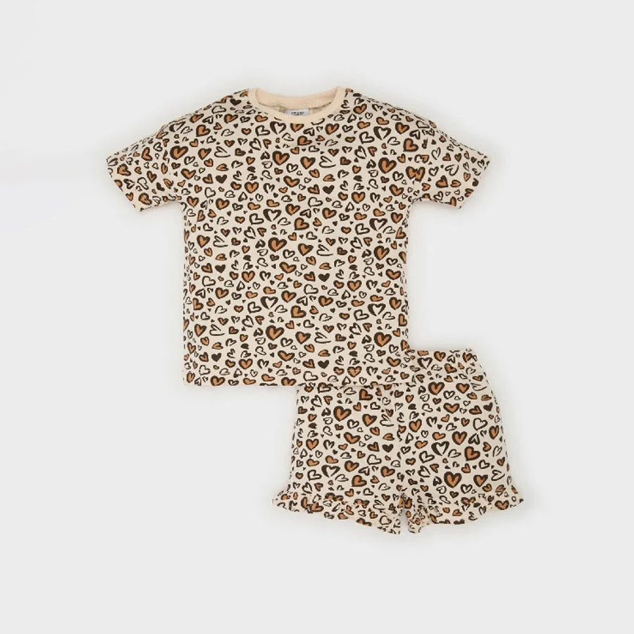 Defacto Baby Girl 2’Li Leopard Print Set: T-Shirt and Shorts