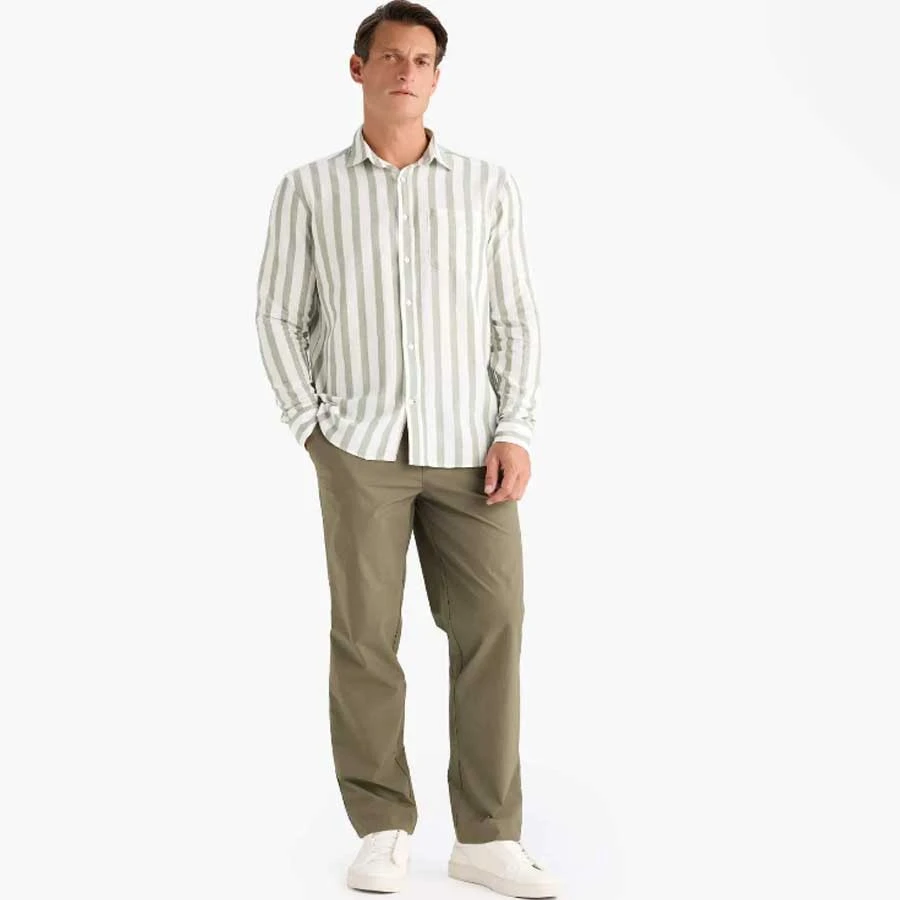 Defacto 100% Cotton Regular Fit Polo Collar Striped Long Sleeve Shirt