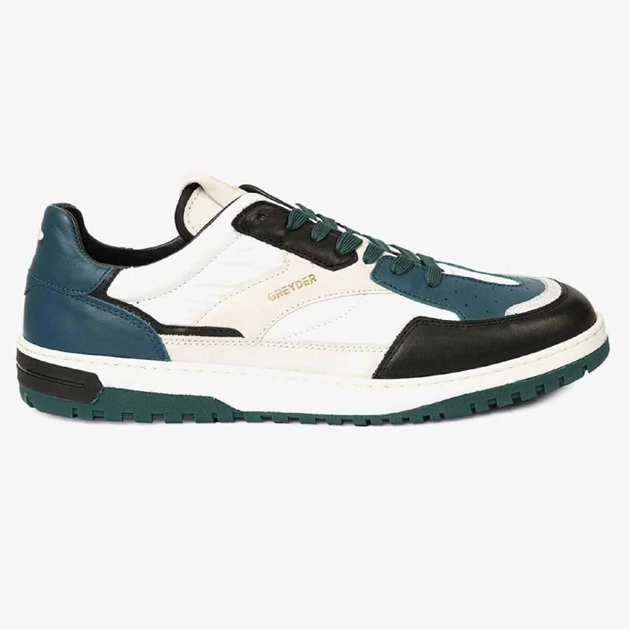 Greyder Men’s Black White Genuine Leather Sneaker Shoes