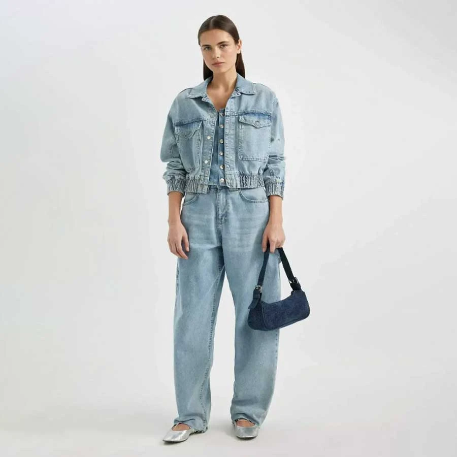 Defacto Polo Collar Pocket Button Jean Bomber Jacket