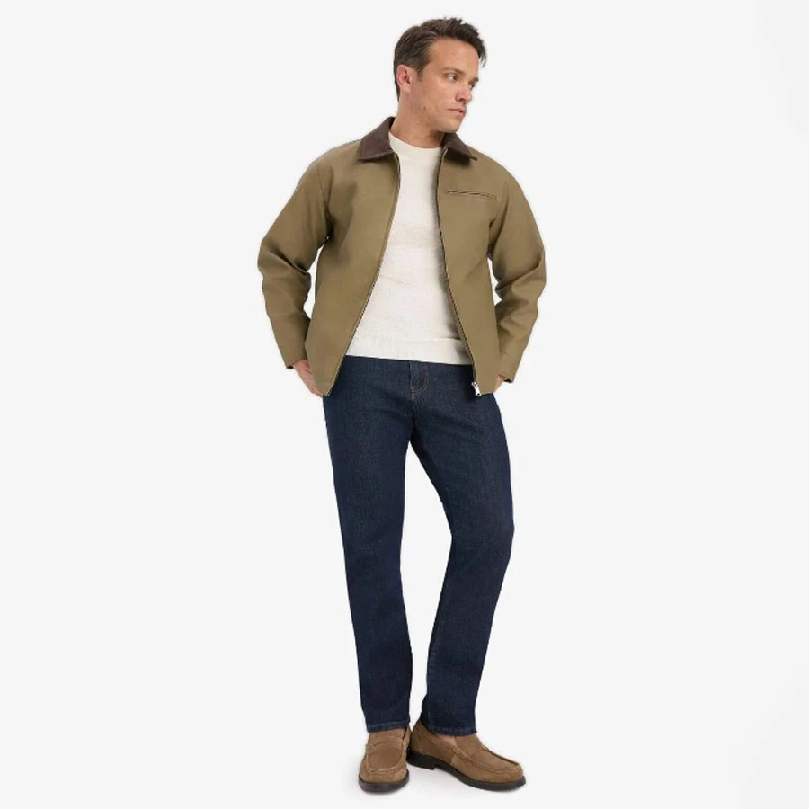 Defacto Regular Fit Contrast Collar Zippered Faux Leather Coat