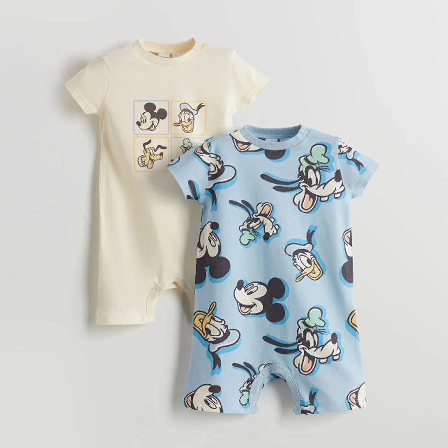 LC Waikiki – Ecru Mickey Mouse Printed Baby Boy Jumpsuit 2-Pack