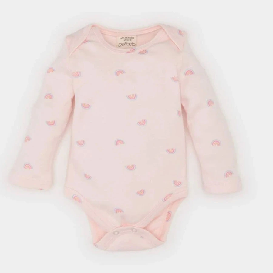 Defacto Rainbow Print Long Sleeve Snap Body for Newborn Baby Girl