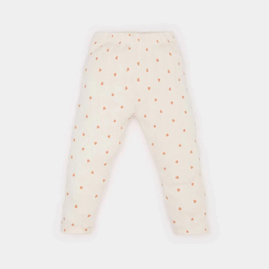 Defacto Baby Girl Ribbed Leggings Heart Pattern