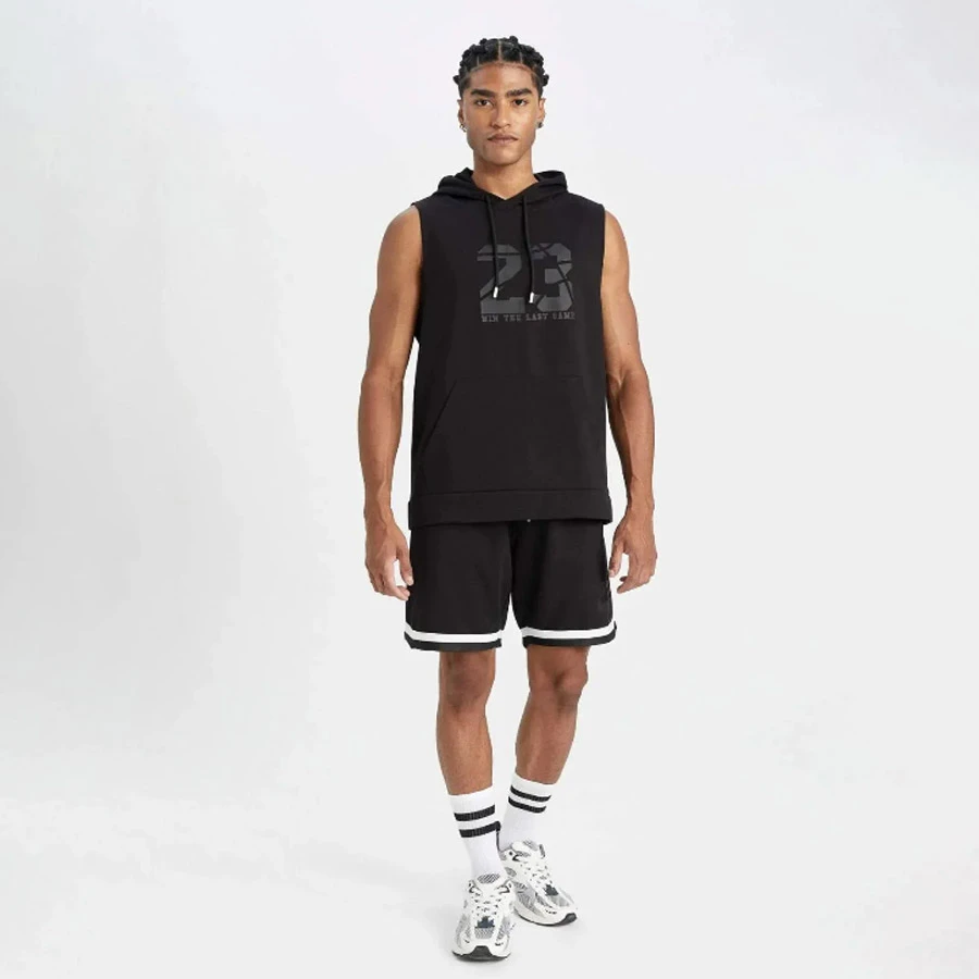 Defacto DefactoFit Standard Fit Number Pattern Hooded Sleeveless Tank Top