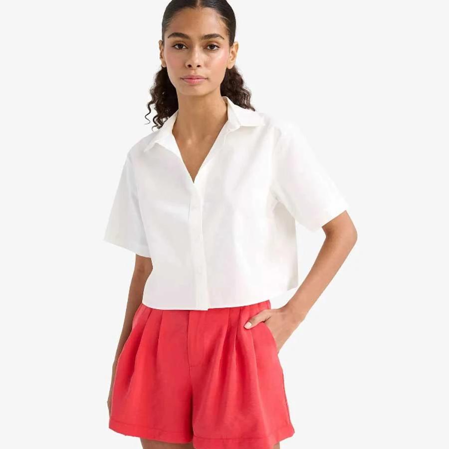 Defacto Regular Fit Poplin Short Sleeve White Shirt