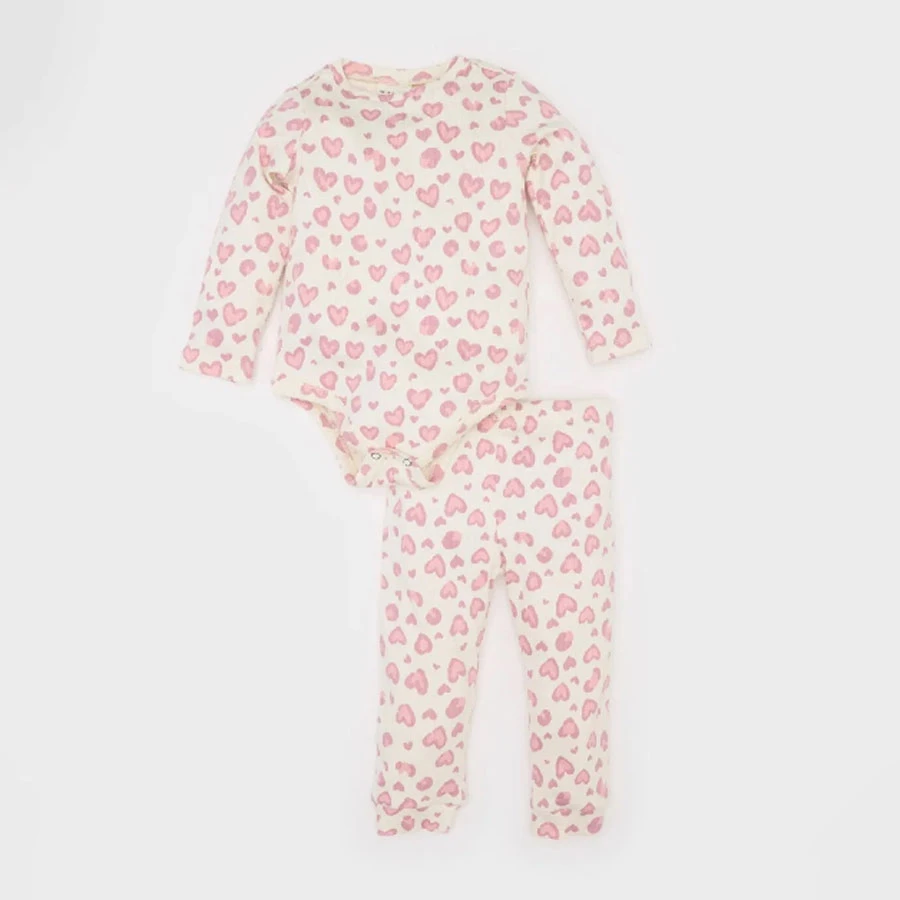 Defacto Baby Girls 2-Piece Set Leopard Print Ribbed Camisole Long Sleeve Snap Closure Bodysuit Long Bottom