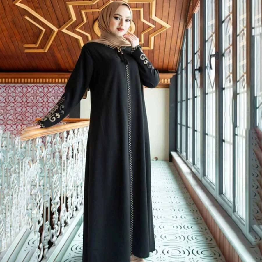 ISTANBUL STYLES Large Size Embroidered Zippered Ferace