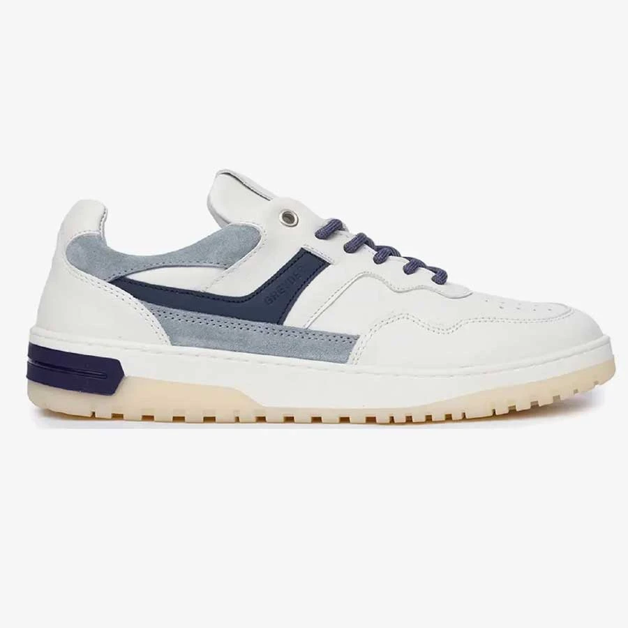 Greyder Men’s White Blue Genuine Leather Sneaker Shoes