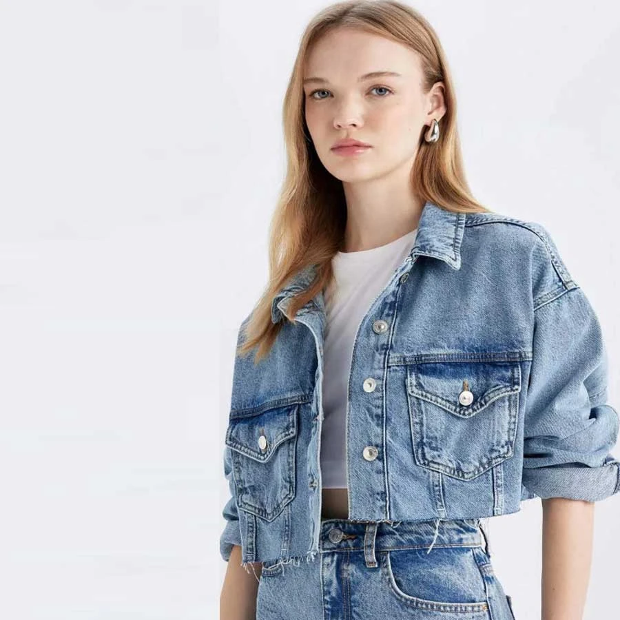 Defacto Crop Button Jean Jacket