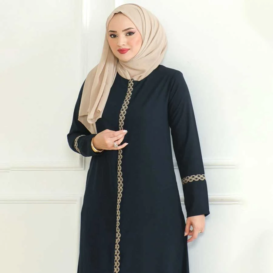 ISTANBUL STYLES Crepe Fabric Embroidered Zippered Ferace