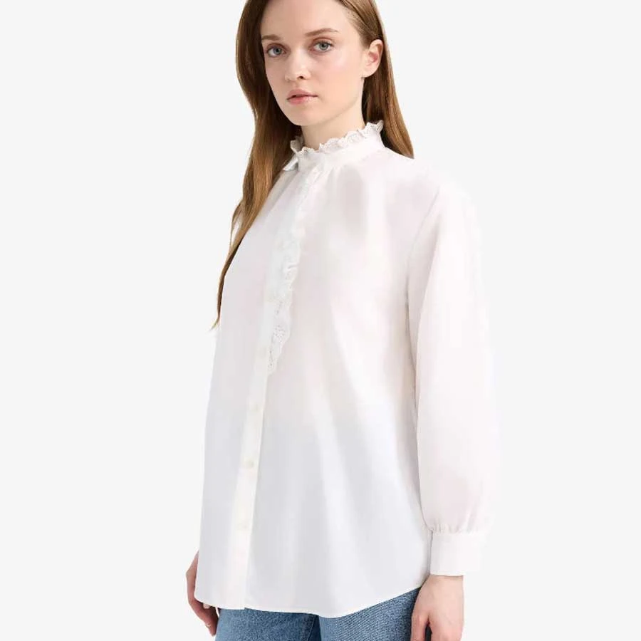 Defacto Stand Collar Terry Cotton Long Sleeve Hijab Shirt Tunic