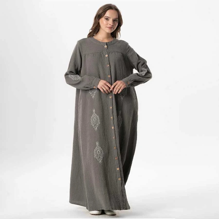 Elis Şile Bezi Long Sleeve Lacin Printed Muslin Seasonal Ferace