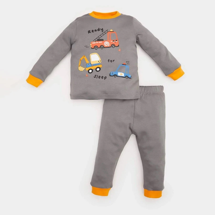 Defacto Baby Boy Pajama Set – Long Sleeve Top & Elastic Waist Long Bottom