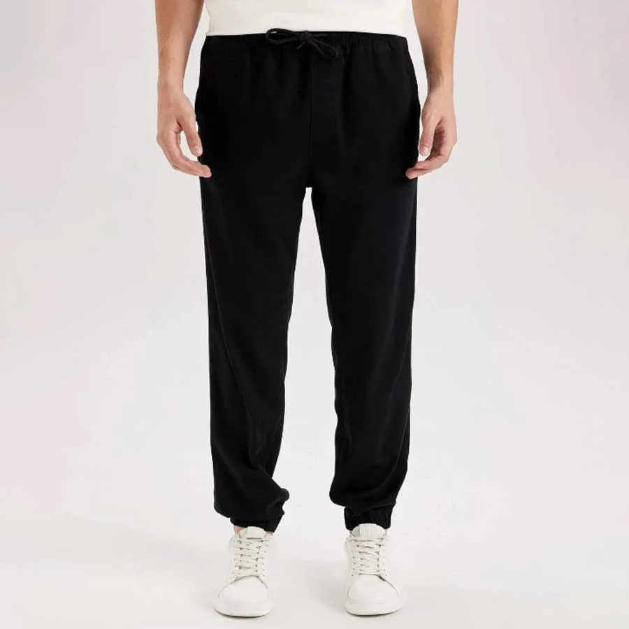 Defacto 100% Cotton Jogger Gabardine Trousers Regular Fit Waist Lace-Up Elastic Leg