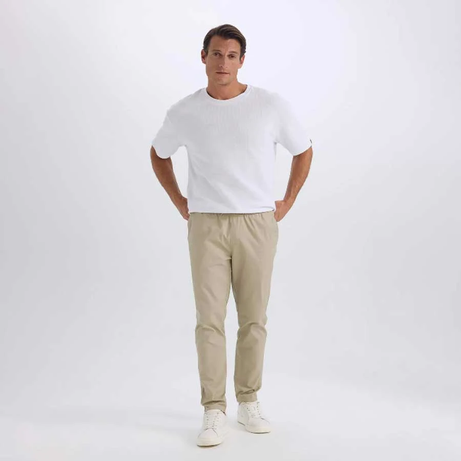 Defacto 100% Cotton Summer Jogger Chino Pants with Lace-Up Waist and Pockets Straight Leg