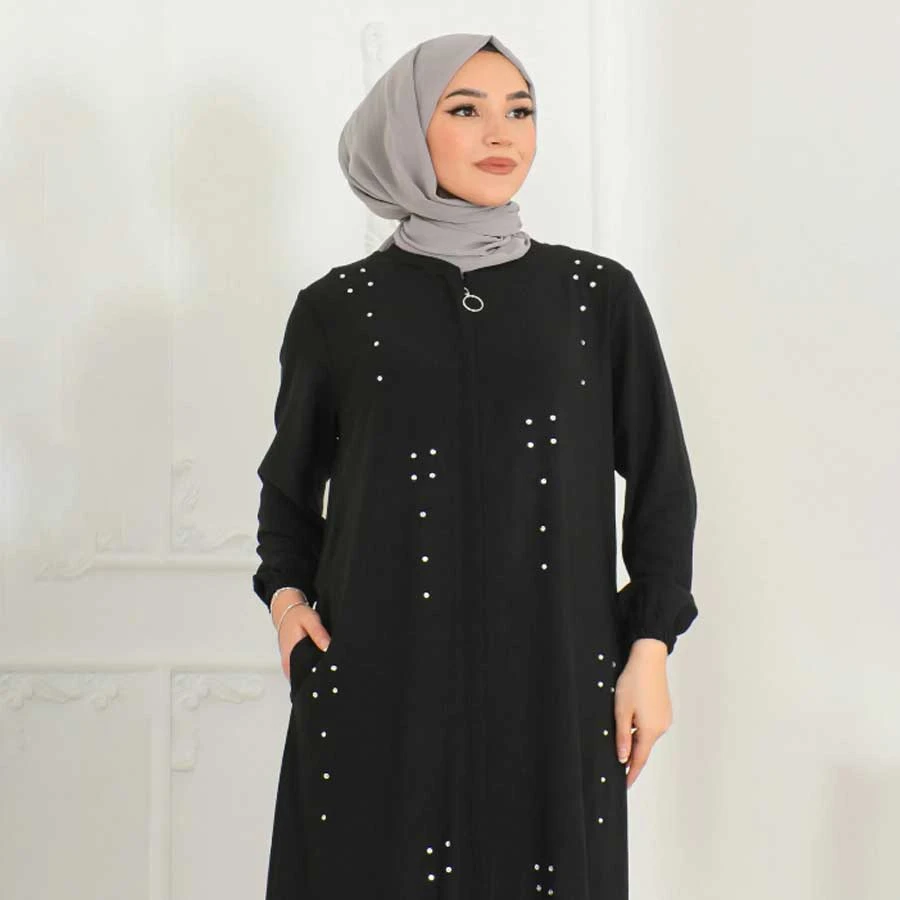 OKTAYUSTA COLLECTION Full Size Black Ferace with Spread Stone Detail