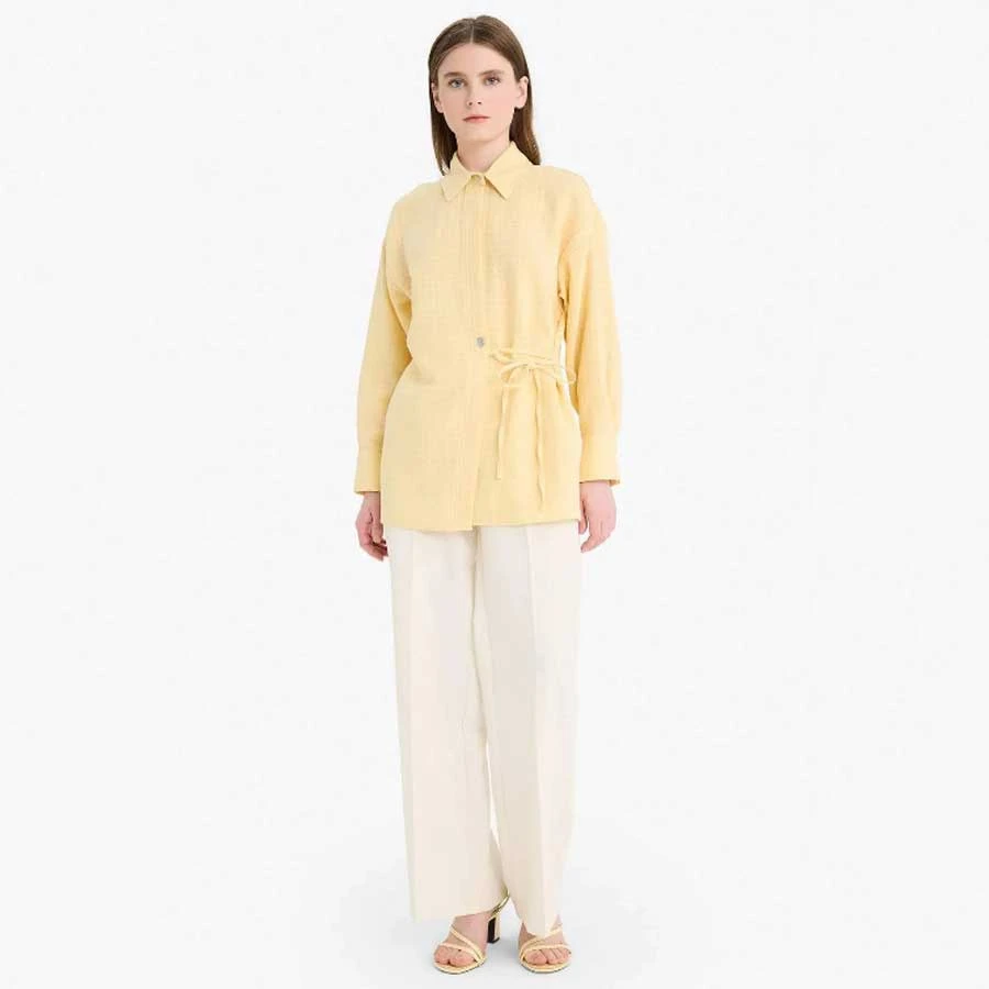 Defacto Relax Fit Lace-Up Muslin Long Sleeve Hijab Shirt Tunic