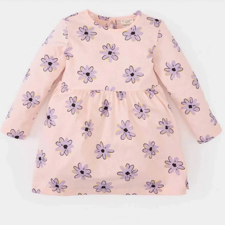 Defacto Baby Girl Bow Print Long Sleeve Dress