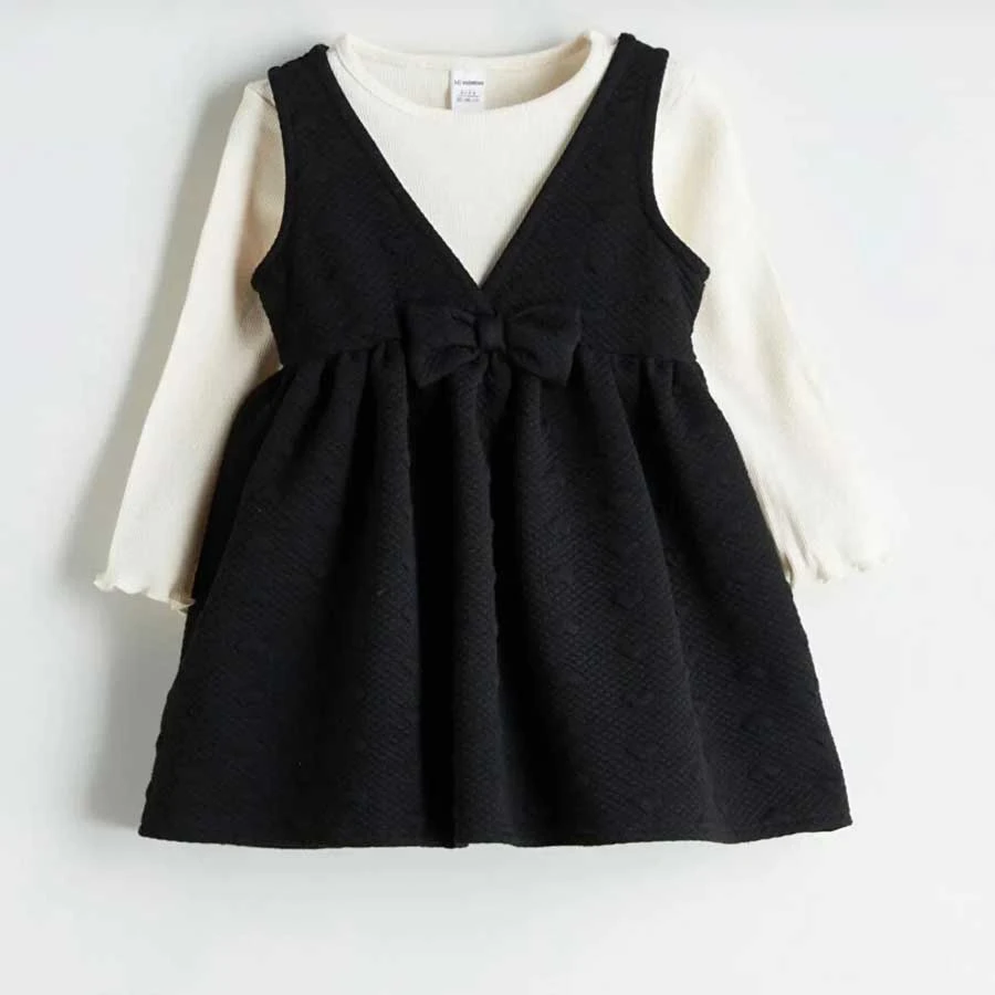 LC Waikiki – Black Bow Detailed Girl’s Dress and T-Shirt