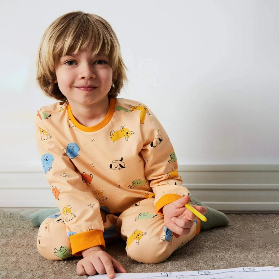 Defacto Baby Boys Pajama Set – Patterned Long Sleeve Top & Elastic Waist Bottom