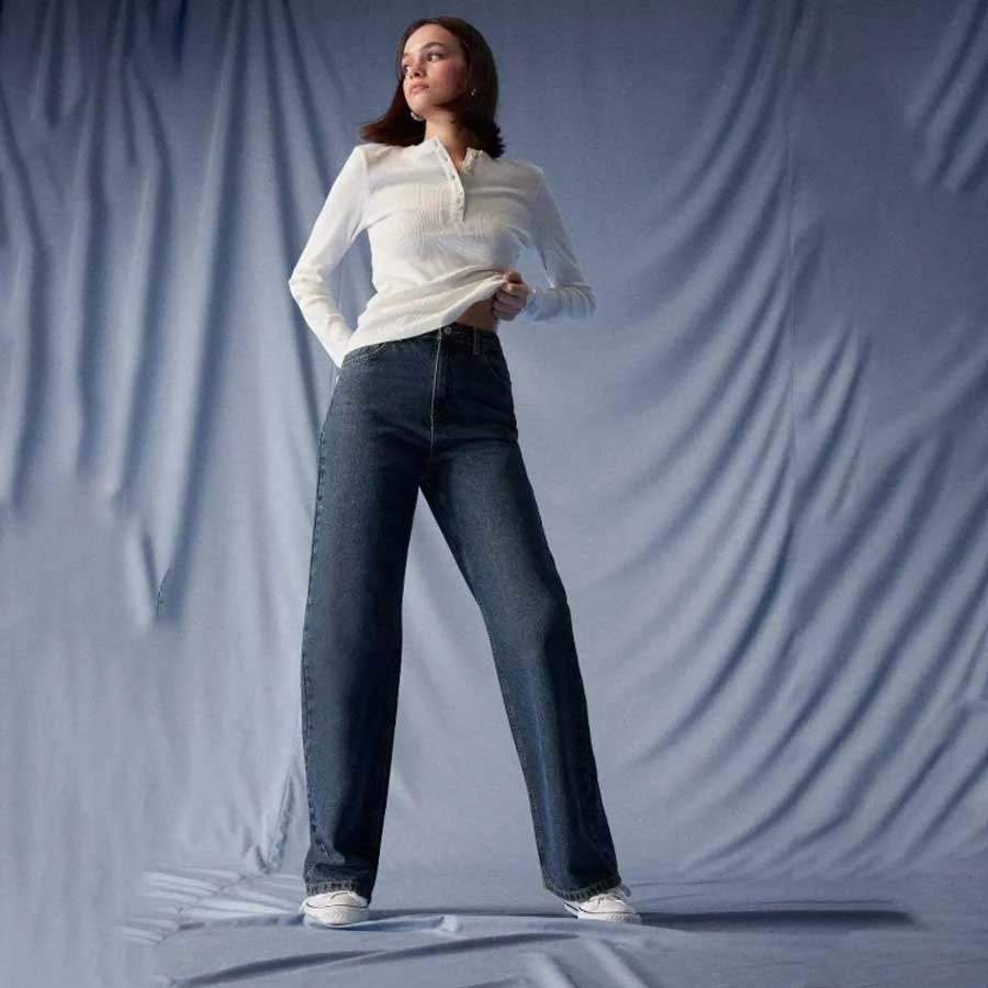 Defacto New Season 90’s Wide Leg High Waist Straight Leg Long Jean Trousers