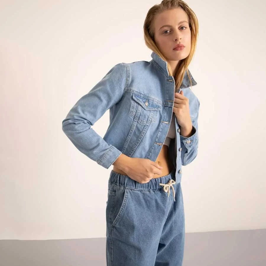 Defacto Regular Fit Cut-Toe Crop Jean 100% Cotton Jacket
