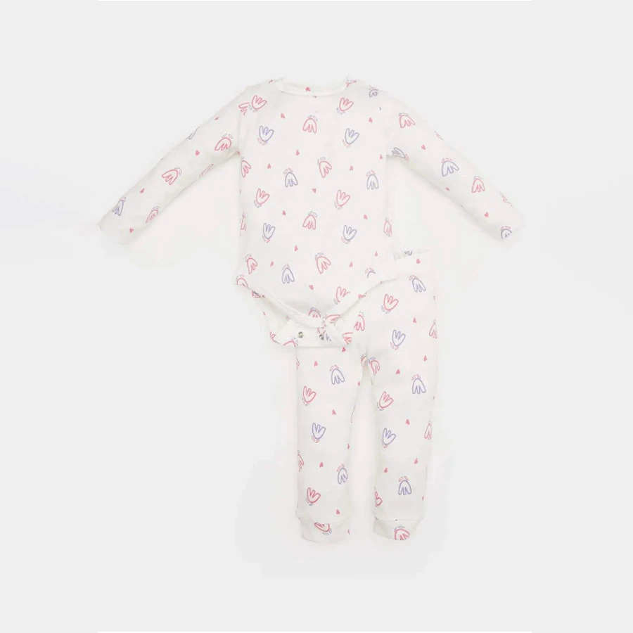 Defacto Baby Girl 2-Piece Set Floral Ribbed Camisole Long Sleeve Snap Body Long Bottom