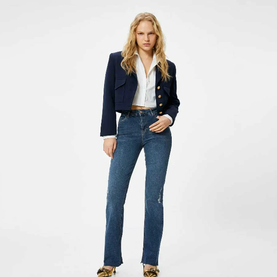 Koton Light Flared Leg Jeans Slim Fit High Waist - Victoria Slim Jeans