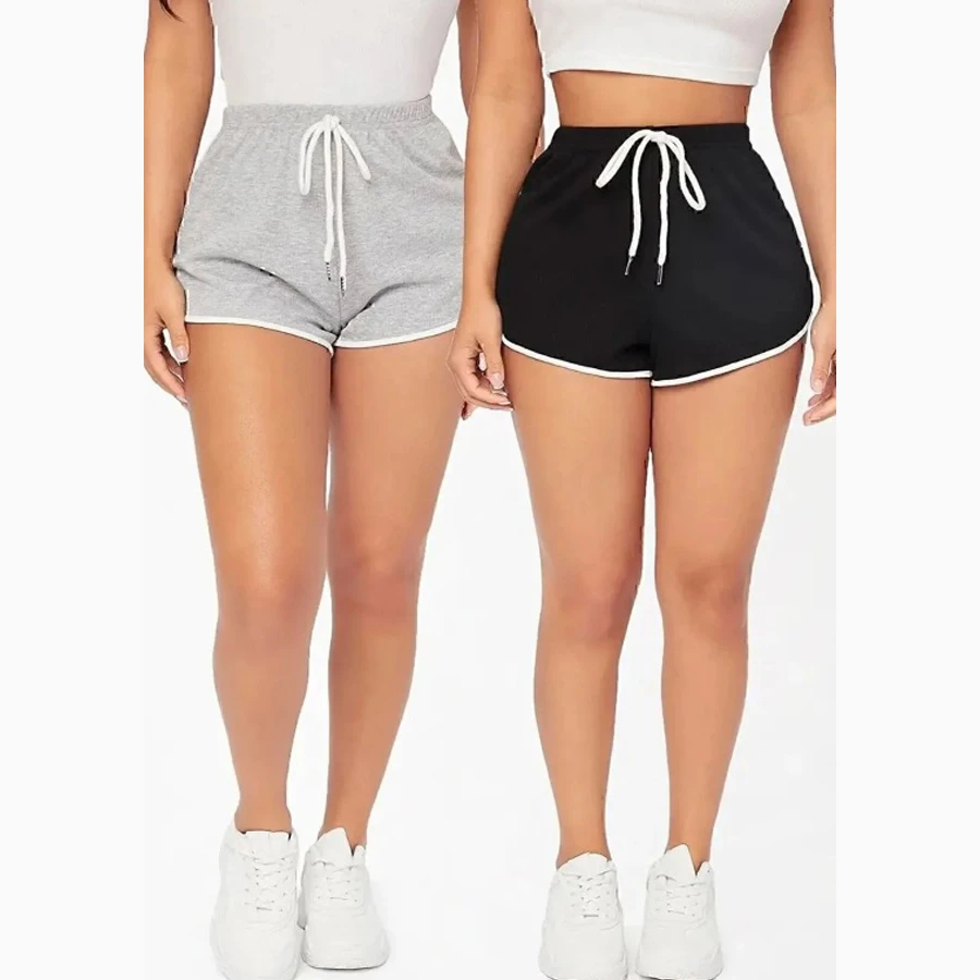 byoreon Gray_black Two Pieces White Piping Mini Shorts
