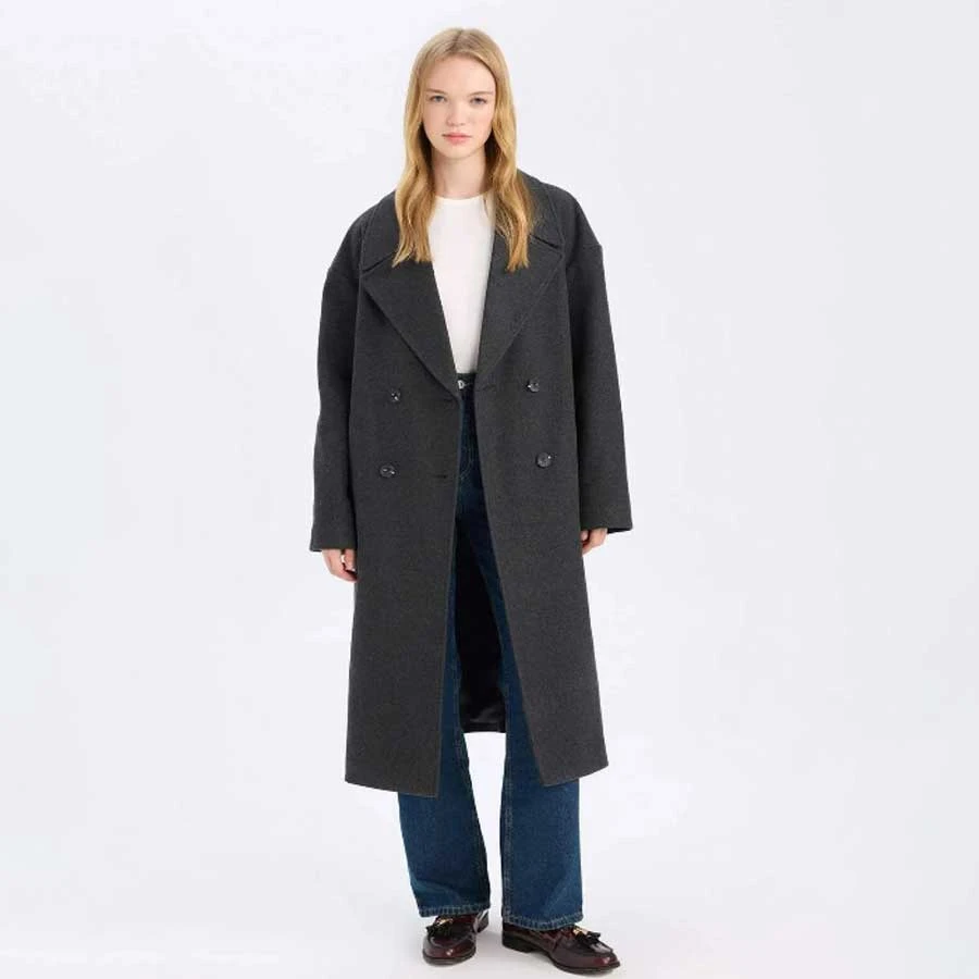 Defacto Wide Cut Buttoned Long Stamp Coat