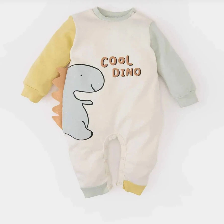 Defacto Baby Boy Newborn Dinosaur Printed Long Sleeve Romper