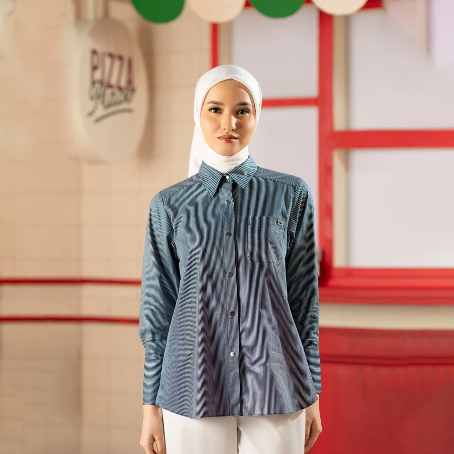 Alora Stripe Shirt – Midnight Blue