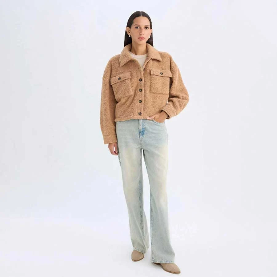 Defacto Welsoft Plush Polo Shirt - Relax Fit with Buttons and Pockets