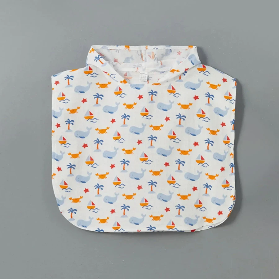 LC Waikiki Summer Collection Hooded Baby Boy Muslin Poncho – City