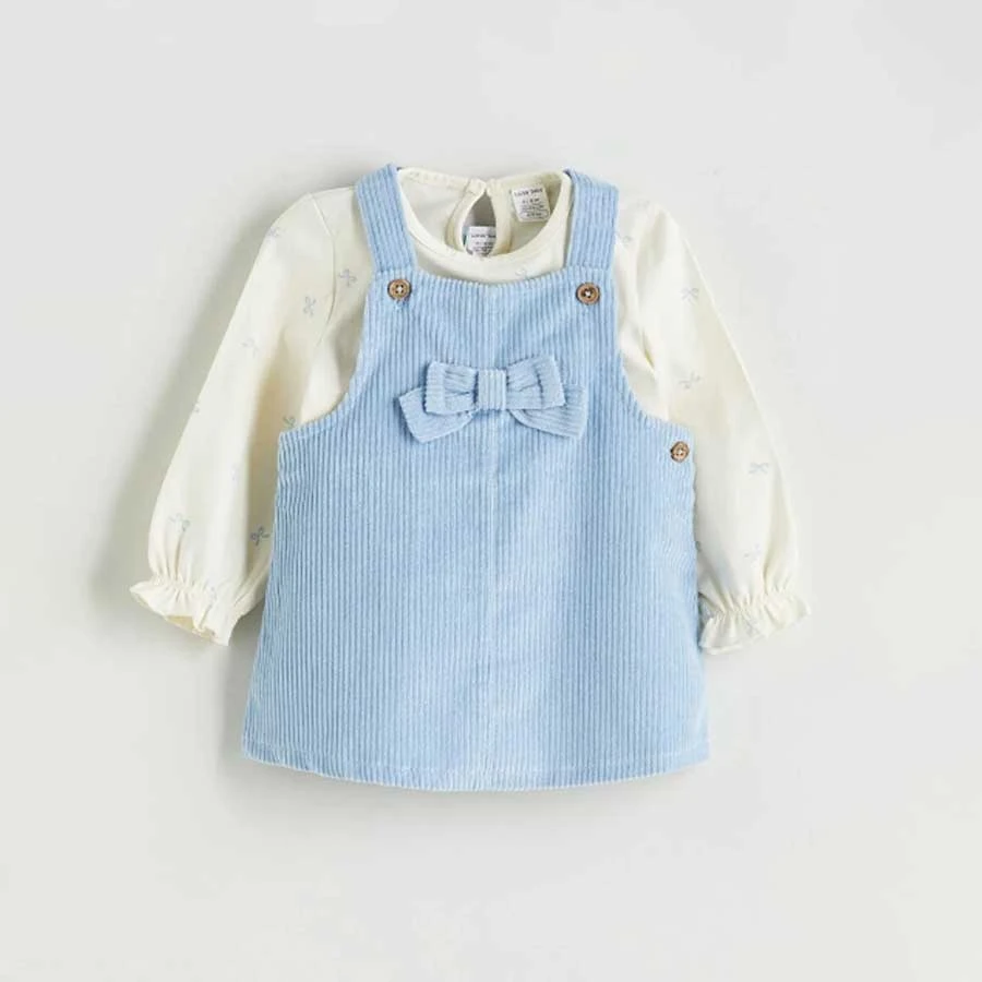 LC Waikiki – Bow Detail Velvet Baby Girl Dress and T-Shirt