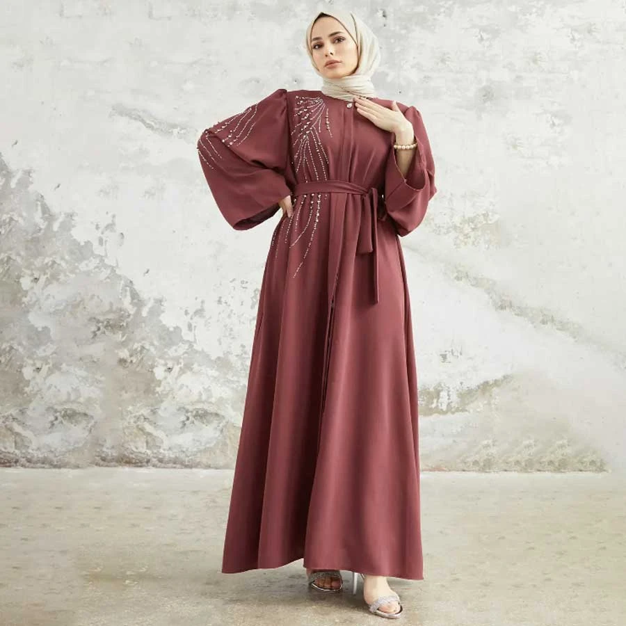 VAVINOR Viona Stoned Abaya – Dried Rose