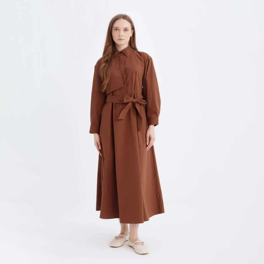 Defacto Shirt Collar Poplin Long Sleeve Dress
