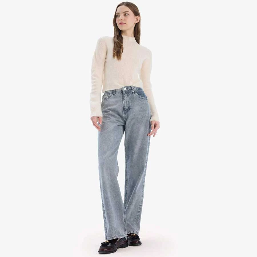 Defacto Straight Wide High Waist Long Jeans Washed Pants