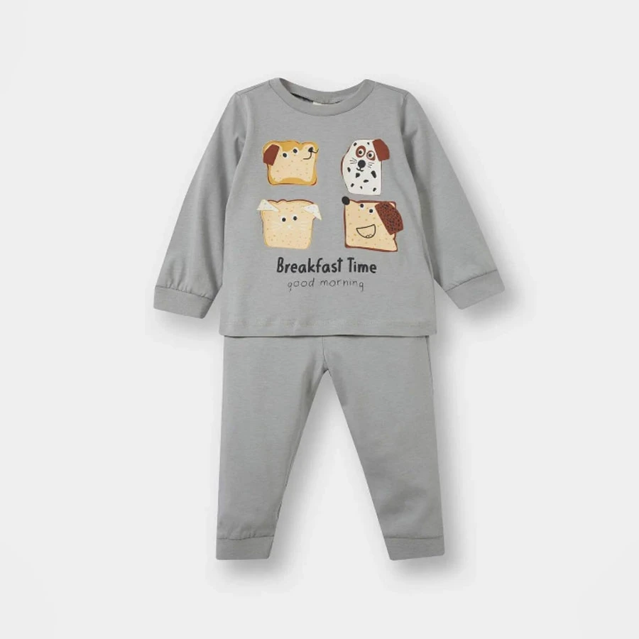 Defacto Baby Boy Pajamas Set Printed Long Sleeve Combed Cotton Top Long Bottom