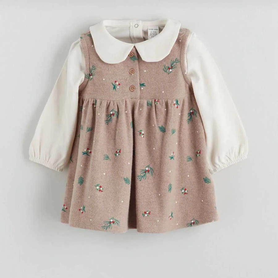 LC Waikiki – Brown Baby Collar Baby Girl Blouse and Dress 2-Piece