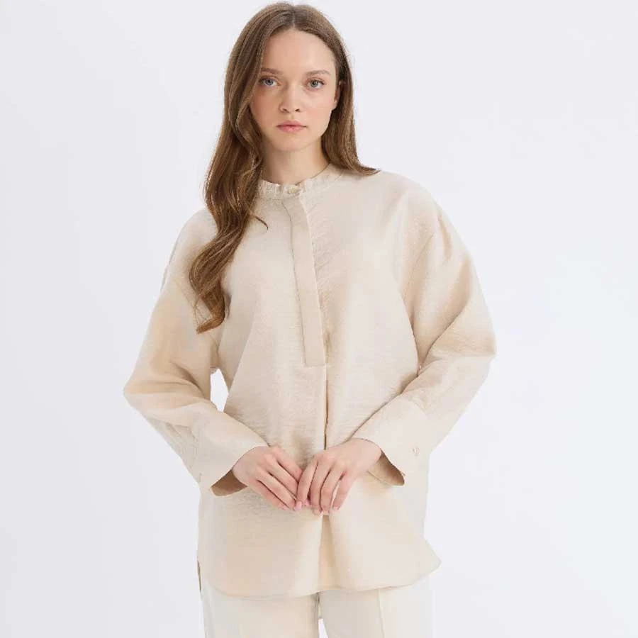 Defacto Relax Fit Hakim Collar Basic Plain Long Sleeve Hijab Shirt Tunic