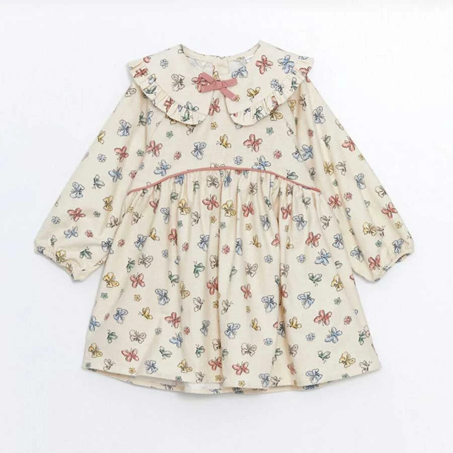 LC Waikiki – Ecru Printed Long Sleeve Baby Girl Sweater