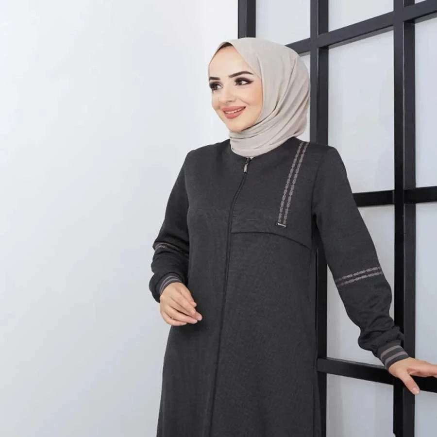 ZEWAHIR FASHION 1st Class Atlas Fabric Winter Ferace